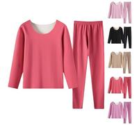 Women Pyjama Set Long Sleeve Round Neck Tops And Wide Leg Trousers Soft Comfy 2 Pieces Pjs Sets Warm Cosy Winters Pajamas Nightwear Solid Loungewear Pajamas Ladies Cozy Sleepwear Set 2 Piece Co Ords