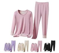 Women Pyjama Set Long Sleeve Round Neck Tops And Wide Leg Trousers Soft Comfy 2 Pieces Pjs Sets Warm Cosy Winters Pajamas Nightwear Solid Loungewear Pajamas Ladies Cozy Sleepwear Set 2 Piece Co Ords
