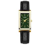 Women Quartz Watch Lady Stylish Rectangle Dress Watch with Leather Strap and Blue Crystal Crown, Y Black Green, Fashion, Classic, Simple