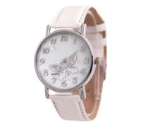 Women Quartz Watches Trendy Butterfly Pattern Design PU Leather Strap Arabic Number Watch Analog Alloy Quartz Wrist Watches Ladies Watches Casual Round Dial Case Watch,White,W7272