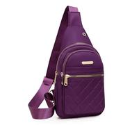 Women Quilted Streetwear Sling Bag Nylon Crossbody Chest Pack with Zip Pockets One Shoulder Strap Compact Front Storage for Shopping Commute Travel Walks and Daily Essentials