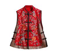Women Raditional Chinese Vintage Elegant Vest Flower Embroidery Cotton Linen Vest Tops Elegant Oriental Tang Suit color2 XL