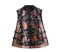 Women Raditional Chinese Vintage Elegant Vest Flower Embroidery Cotton Linen Vest Tops Elegant Oriental Tang Suit color3 XL