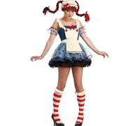 Women Rag Doll Teen Costume Halloween Bow Tie Mesh Tutu Tulle Ruffled Dress | Halloween Maid Rag Doll Cosplay Costume,Polka Dot Print Layered Lace Trim Dress Up Party Cosplay
