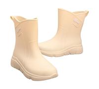 Women Rain Boots Waterproof Anti-Slip Outsole, Brushed Textile Lining For Outdoor Trekking Farm Working Thick-Soled Rubber Wellington Boots For Women (White,5)