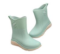 Women Rain Boots Waterproof Anti-Slip Outsole, Brushed Textile Lining For Outdoor Trekking Farm Working Thick-Soled Rubber Wellington Boots For Women (Mint Green,4.5)