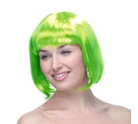 Women Rainbow Wig with Fringe Short Rainbow Bob Straight Human Hair Wig Glueless Synthetic Fun Anime 80S Masquerade Daily Wear Cosplay