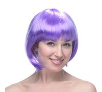 Women Rainbow Wig with Fringe Short Rainbow Bob Straight Human Hair Wig Glueless Synthetic Fun Anime 80S Masquerade Daily Wear Cosplay