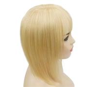 Women Real Human Hair Toppers with Bangs, 13 * 13cm Seamless Invisible Silk Base for Thinning Hairs to Add Volume, 3 Clips for Women Charming(Platinum Blonde,8inch)