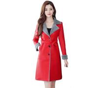 Women Real Leather Jacket Genuine Leather Jackets Ladies Elegant Leather And Fur Long Sheepskin Coats red XL