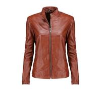 Women Real Leather Soft Lamb Skin Black Genuine Leather Jacket (M, Tan)
