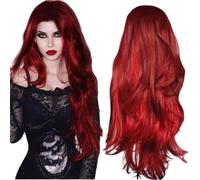 Women Red Wig Long Blonde Ladies Wigs UK Real Hair for Older Women Bob Synthetic Glueless Curly Wig 80S Rock Fun Anime Cosplay Party Wigs 26 inch