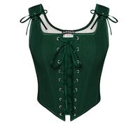Women Renaissance Corset Top Retro Lace Up Country Medival Corset Dark Green 8
