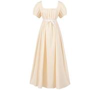 Women Renaissance Costumes Halloween Off the Shoulder Short Sleeve Ball Gown Dress Medieval Chemise Gothic Punk Cosplay Party Maxi Vintage Dresses Vampire Victorian Dress, Yellow, M