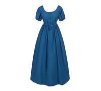 Women Renaissance Dress Retro Carnival Medieval Costume Corset Bellatrix Irish Clothes Maxi Halloween Clothing Flare Sleeve Prom Gothic Clothes Premium Weight Blue