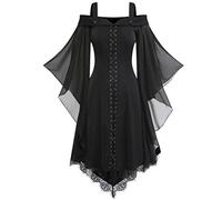 Women Renaissance Dresses 18th Century Style Bell Sleeve Victorian Halloween Dress Costume Sale Clearance Sexy Loose Fit Princess Dress Steampunk Bellatrix Witches Costume Black