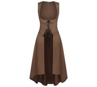 Women Renaissance Dresses Sleeveless Tie Waist Underbust Top Dresses Tailcoat Vintage Medieval Gothic Steampunk Rockabilly Dress Fancy Lace-up Irregular Hem Dress Carnival Halloween Coffee