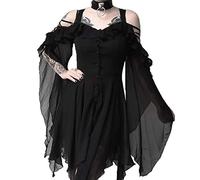 Women Renaissance Maxi Dress Festival Fancy For Gothic Horror Costume Ladies Bloody Printed Medieval Zombie Bride Role Play Halloween Carnival Cosplay