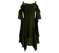 Women Renaissance Maxi Dress Festival Fancy For Gothic Horror Costume Ladies Bloody Printed Medieval Zombie Bride Role Play Halloween Carnival Cosplay