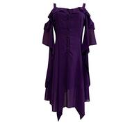 Women Renaissance Maxi Dress Festival Fancy For Gothic Horror Costume Ladies Bloody Printed Medieval Zombie Bride Role Play Halloween Carnival Cosplay