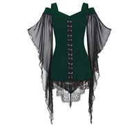 Women Renaissance Maxi Dress Halloween Party Gothic Horror Costume Ladies Waist Smocked A-Line Dresses Costumes Zombie Bride Role Play Evening Prom