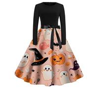 Women Renaissance Maxi Dress Hoodie Gothic Horror Costume Ladies Bloody Printed Short Sleeve Lace-Up Halloween Victorian For Carnival Cosplay