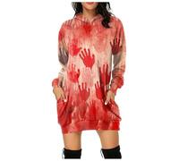 Women Renaissance Maxi Dress Hoodie Halloween Skeleton Bodycon Ladies Bloody Printed Costume Soul Reaper Victorian Short For Carnival Cosplay