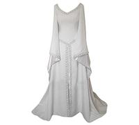 Women Renaissance Maxi Dress Vintage Dresses Womens Halloween Skeleton Bodycon V Neck Half Moon Sexy Medieval Costume Hooded Cloak Perfect For Fancy Events