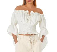Women Renaissance Tops Off The Shoulder Bell Blouses Women Tops Womens Gothic Renaissance Blouse Flared Sleeves Ruffles Off Shoulder Corset Tops Corset Top Comfy