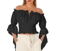 Women Renaissance Tops Off The Shoulder Bell Blouses Women Tops Womens Gothic Renaissance Blouse Flared Sleeves Ruffles Off Shoulder Corset Tops Corset Top Comfy