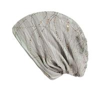 Women Retro Bead Slouchy Beanie Hat Head Wrap Scarf Headwear for Chemo Cancer Patient Lightweight Breathable White One Size