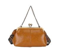 Women Retro Crossbody Bag Kiss Lock Handbag Shoulder Bag Evening Clutch (Yellow)