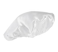 Women Reusable Shower Cap Large Elastic Peva Bath Hat White | Satin Lining, Superfine Fibre Interior, Travel and Cooking Use, Comfortable Fit, Water Protection