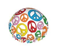 Women Reusable Shower Cap Rainbow-Color-Peace-Signs DoubleWaterproof Elastic Band Bath Hair Hat Stretch Hem Hair Hat