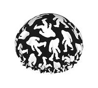 Women Reusable Stretch Hem Hair Hat Bigf-oot Silhouettes Hipster DoubleWaterproof Shower Cap Bath Cap