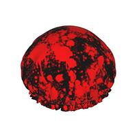 Women Reusable Stretch Hem Hair Hat Blood Pattern Cool Halloween Hipster DoubleWaterproof Shower Cap Bath Cap