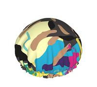 Women Reusable Stretch Hem Hair Hat Doberman Rottweiler Watercolor Dog DoubleWaterproof Shower Cap Bath Cap