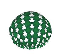 Women Reusable Stretch Hem Hair Hat Green Clover St Patrick DoubleWaterproof Shower Cap Bath Cap