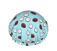 Women Reusable Stretch Hem Hair Hat Hawaiian Coconut Shell DoubleWaterproof Shower Cap Bath Cap