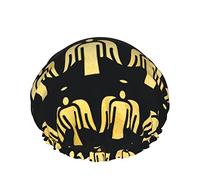 Women Reusable Stretch Hem Hair Hat Holy Golden Angel With Wings Jesus DoubleWaterproof Shower Cap Bath Cap