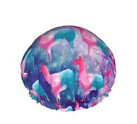Women Reusable Stretch Hem Hair Hat Llama Galaxy Rainbow DoubleWaterproof Shower Cap Bath Cap