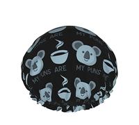 Women Reusable Stretch Hem Hair Hat My Puns Are Koala Tea DoubleWaterproof Shower Cap Bath Cap
