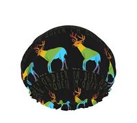 Women Reusable Stretch Hem Hair Hat Oh Deer Im Queer Funny Gay Pride DoubleWaterproof Shower Cap Bath Cap