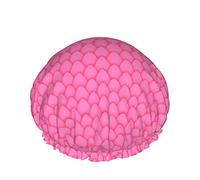 Women Reusable Stretch Hem Hair Hat Pink Red Dragon Scale DoubleWaterproof Shower Cap Bath Cap