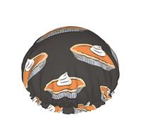 Women Reusable Stretch Hem Hair Hat Pumpkin Pies Thanksgiving DoubleWaterproof Shower Cap Bath Cap