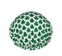 Women Reusable Stretch Hem Hair Hat St Patrick Day Green Lucky Clover DoubleWaterproof Shower Cap Bath Cap