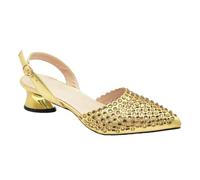 Women Rhinestone Decoration High Heel Pointed Toe Banquet Shoes And Bag Set Party Wedding Shoes Bride A Pair Shoes Gold 9.5