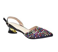 Women Rhinestone Decoration High Heel Pointed Toe Banquet Shoes And Bag Set Party Wedding Shoes Bride A Pair Shoes Black 8.5