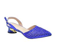 Women Rhinestone Decoration High Heel Pointed Toe Banquet Shoes And Bag Set Party Wedding Shoes Bride A Pair Shoes Blue 9.5