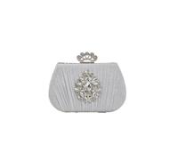 Women Rhinestone Evening Pleated Clutch Bridal Wedding Purse Crystal Handbag Elegant Crossbody Glitter Shoulder(Silver)